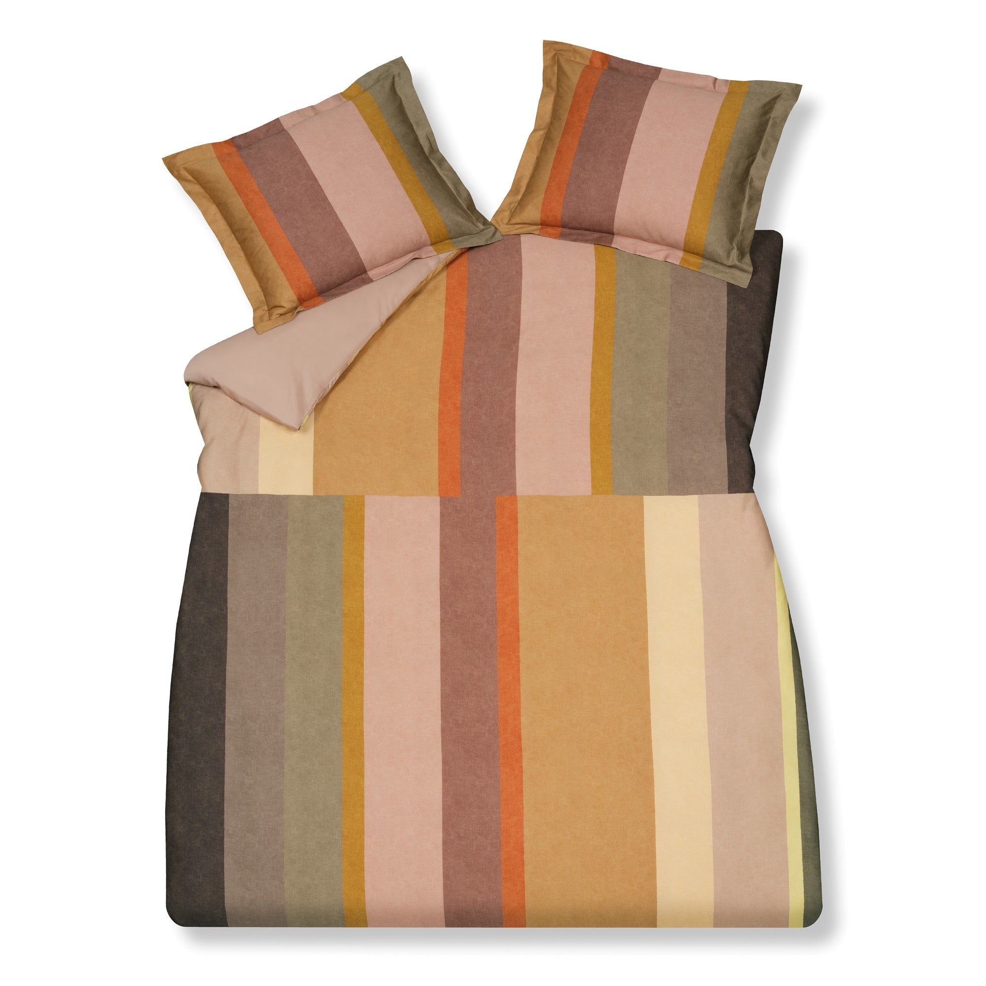 Reveal Dekbedovertrek   200 x 200 220 cm   Bruin   Groen   Geel   Goud