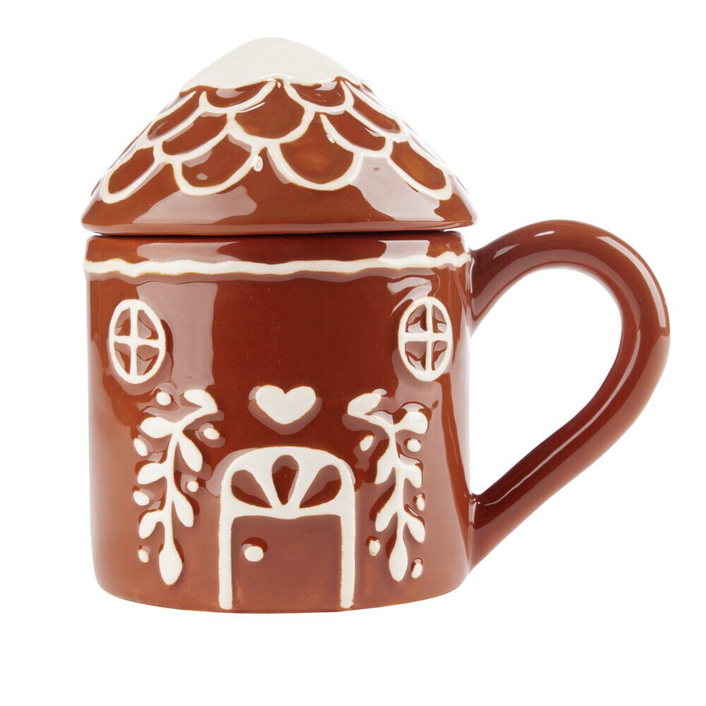 Mug No&euml;l 700ml maison pain d'épices avec couvercle Ø10xH10cm