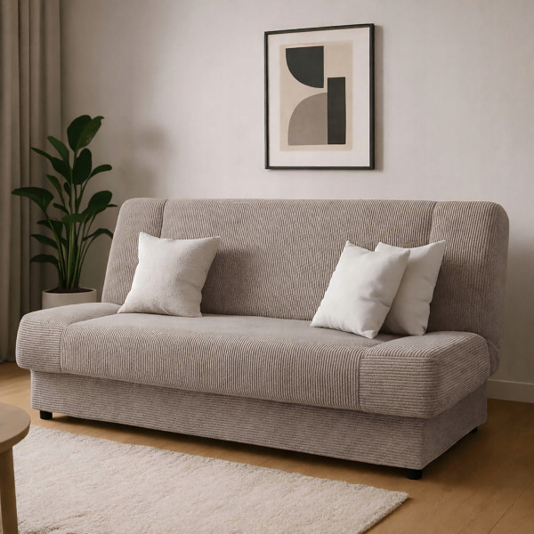 Wersalka Rozkładana Sofa Z Funkcją Spania Dwuosobowa Sztruks Beżowa PIANO