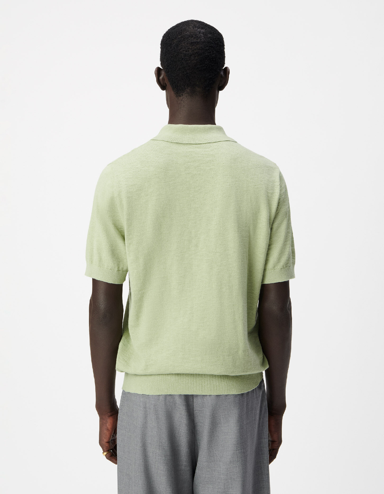 Polo manches courtes vert maille flammée Homme