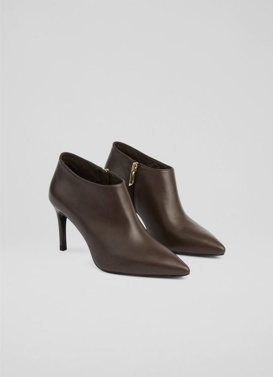 Elle Brown Leather Ankle Boots