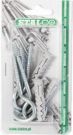 Kołek rozporowy z hakiem sufitowym KHS koszulka: ø6x30mm , hak: ø4x35mm , 12 szt. STALCO BKHS-.6