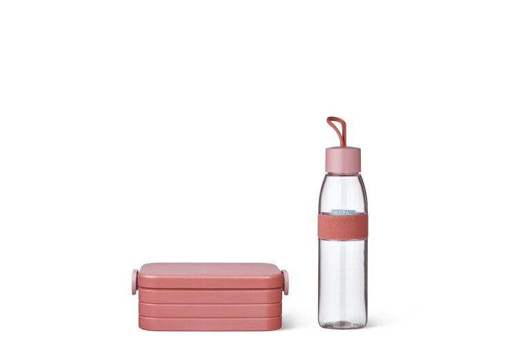 Giftset Onderweg (lunchbox Take a Break   waterfles Ellipse) - Vivid mauve