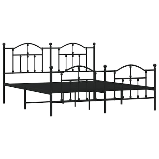 NNEVL Metal Bed Frame with Headboard and Footboard Black 183x203 cm King