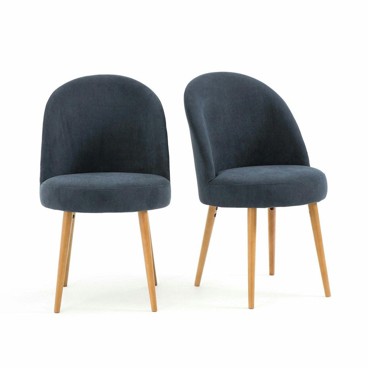 Lot de 2 fauteuils de table velours côtelé, Lenou