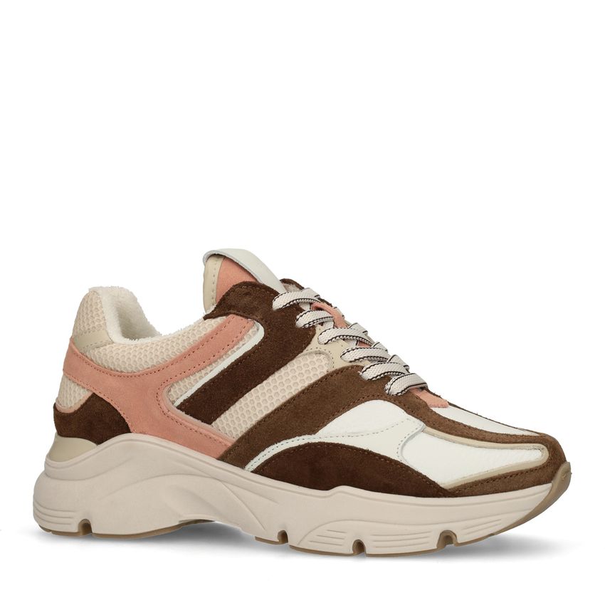 Manfield Bruine leren sneakers