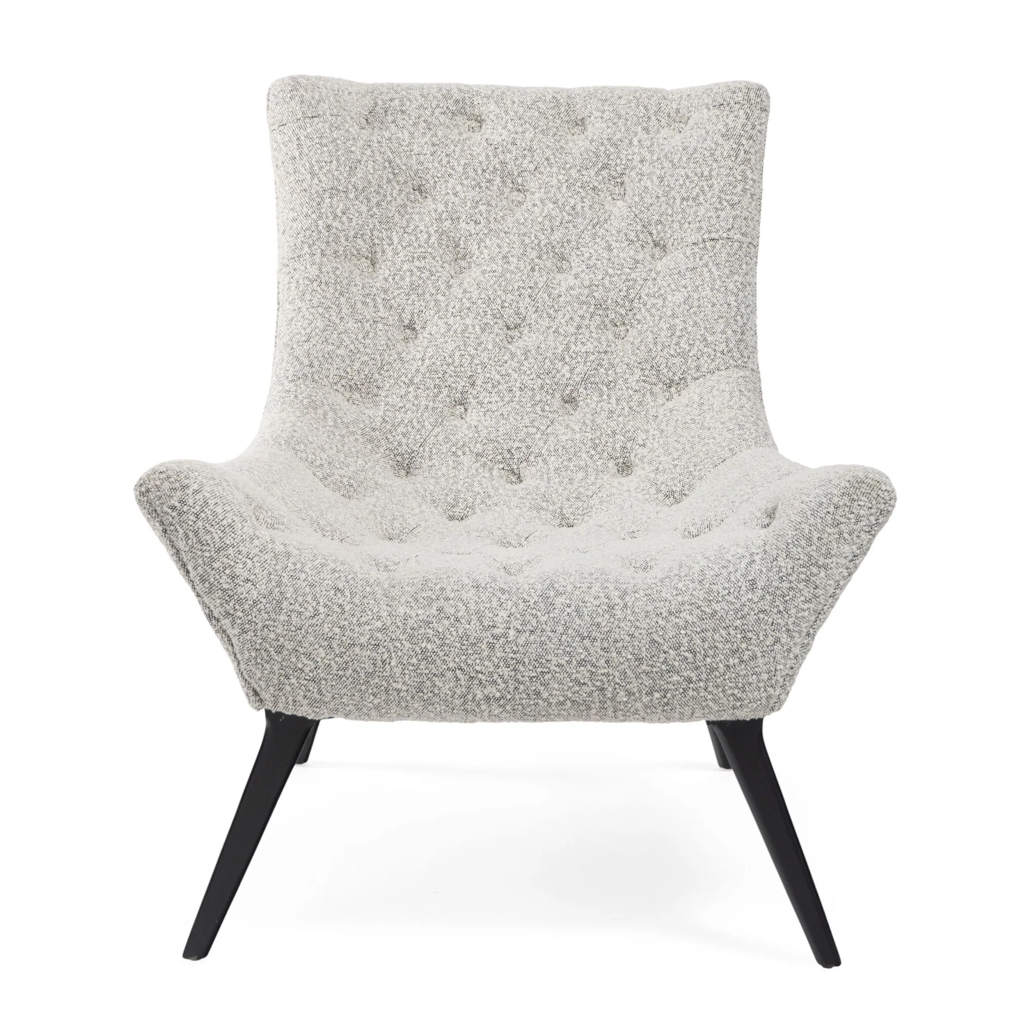 HomeRoots 32 Gray and Black Tufted Boucle Lounge Chair - 32 in. x 39 in. x 40 in.