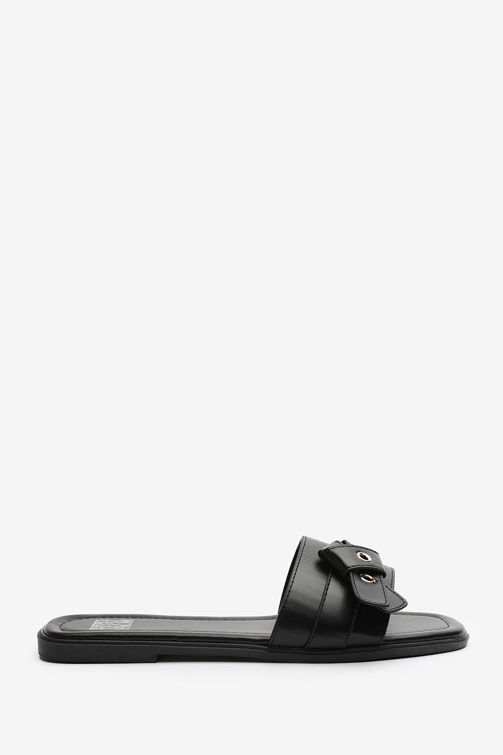 Where's That From Karena' Buckle Trim Detail Flat Slider Sandals