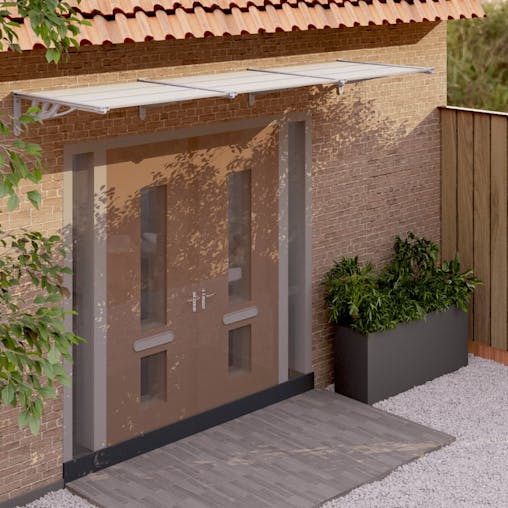 NNEVL Door Canopy Grey and Transparent 358.5x90 cm Polycarbonate
