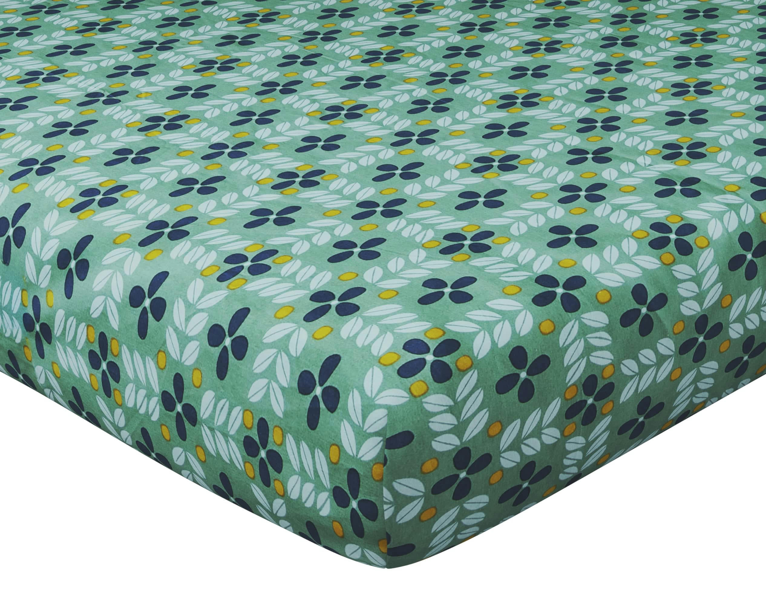 ZENGA - Drap-housse 140x190 vert en coton