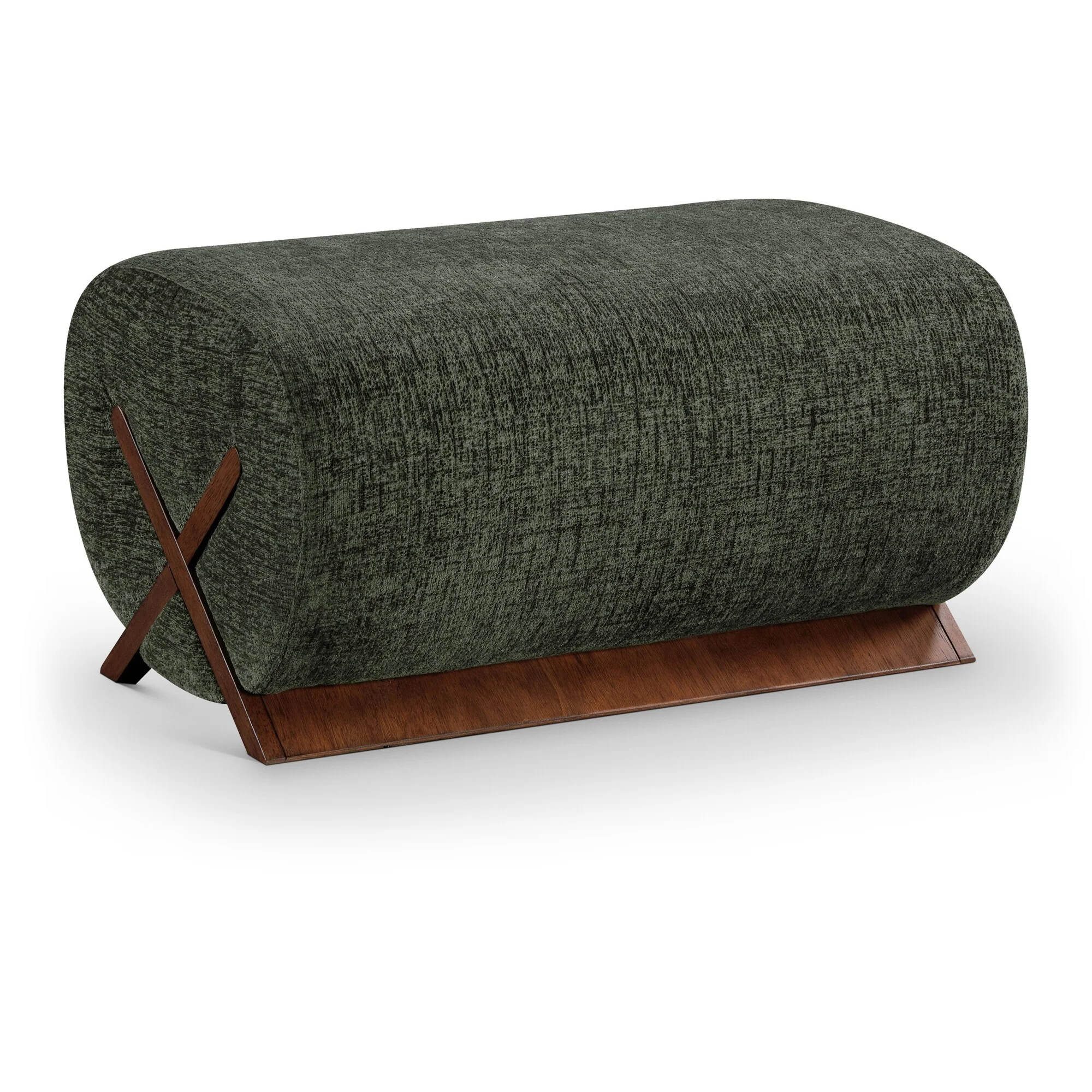 Akira Fabric Ottoman, Walnut Finish