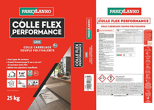 Colle Flex performance gris tous type de carreaux 25Kg Parexlanko