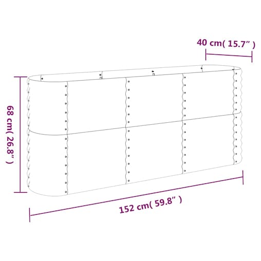 NNEVL Garden Planter Powder-coated Steel 152x40x68 cm Silver
