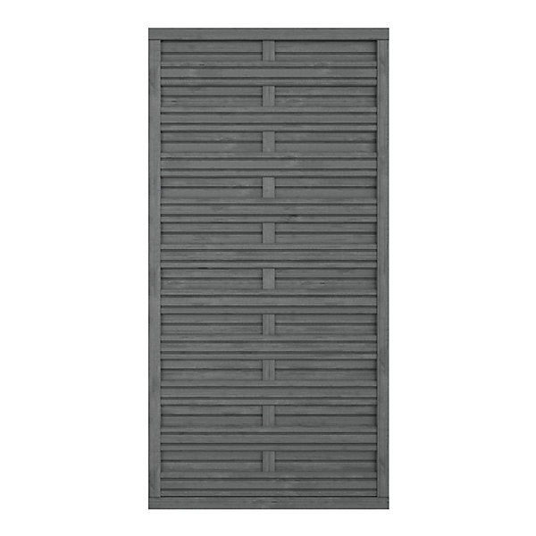 Panneau droit de clôture Ozora en bois anthracite ép.35 mm L. 90 x H.180 cm