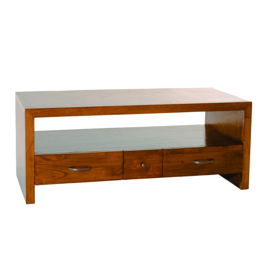 EDEN - Meuble TV 2 grands tiroirs 1 petit tiroir en mindi