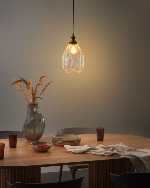 Lampa wisząca ze szklanym kloszem przezroczysta