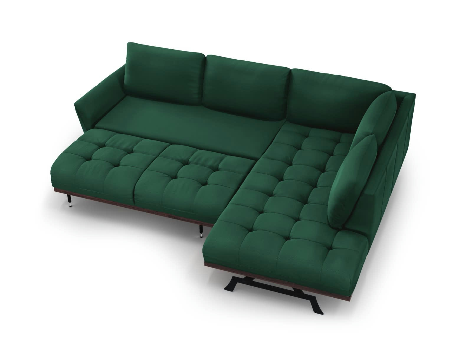 OLIVIER - Canapé d'angle convertible 5 places en tissu structuré gris clair