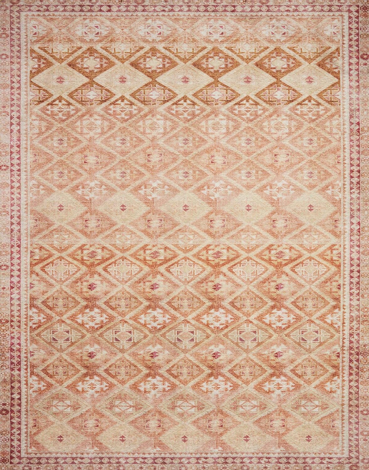Loloi Layla Collection LAY-16 Natural/Spice 9'-0 x 12'-0 .13 Thick Area Rug, Soft, Durable, Vintage Inspired, Distressed, Low Pile, Non-Shedding, Easy Clean, Printed, Living Room Rug