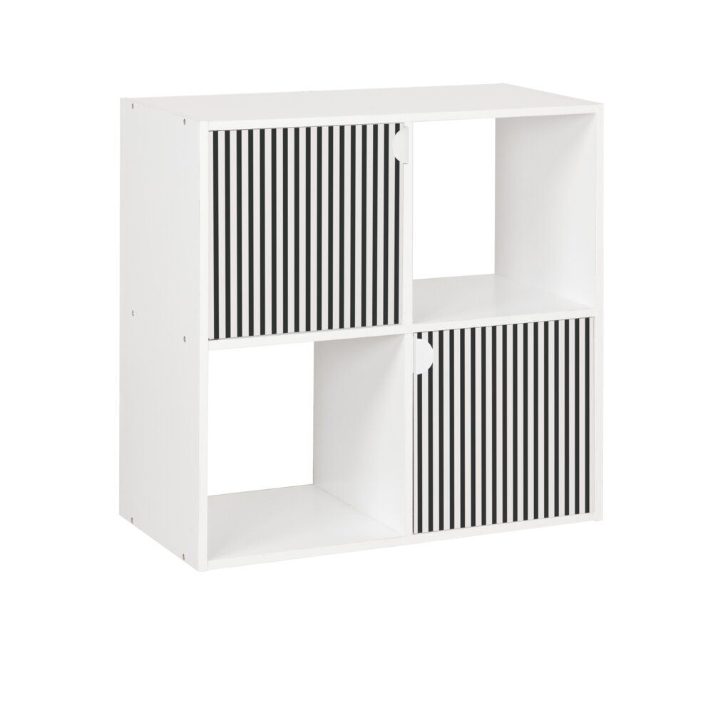 étagère Adam 4 cases 2 portes en bois blanc L60xP29,5xH60cm