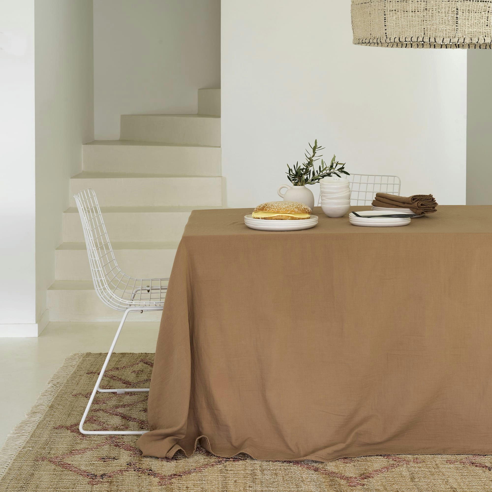 GAZE DE COTON - Nappe gaze de coton tabac 180X250 CM