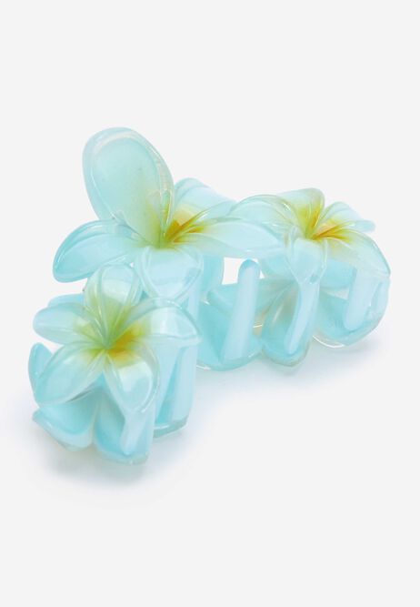 Womens Blue Triple Tropical Flower Hair Clip