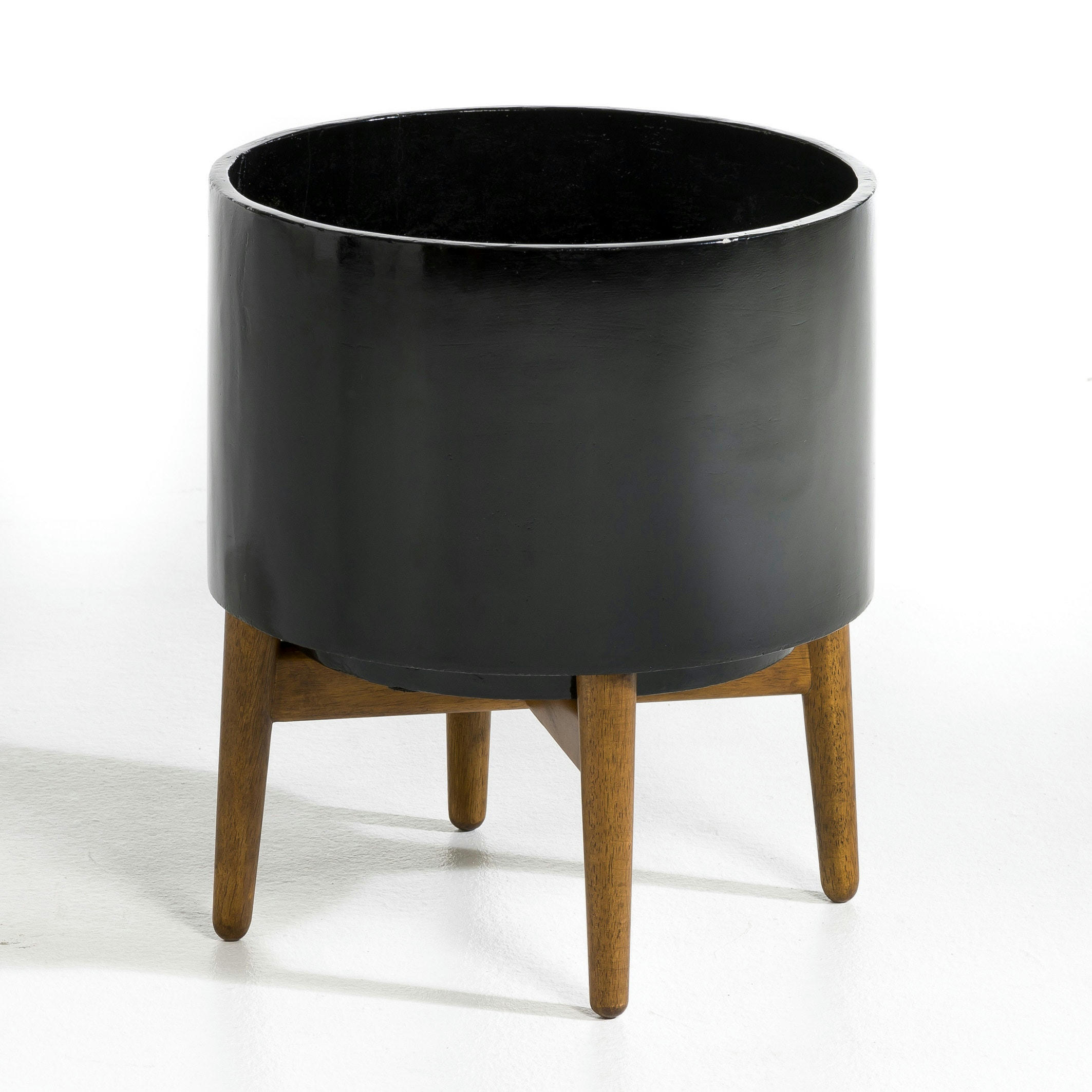 Cache-pot sur pied en hévéa H42cm, Florian