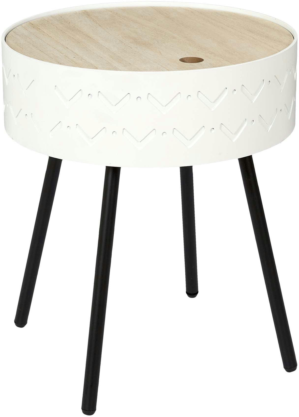 - Table d'appoint avec coffre intégré eugénie blanc