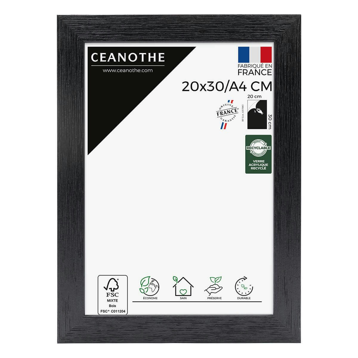 KARMA - Cadre photo noir 20x30 cm bois reconstitué fsc