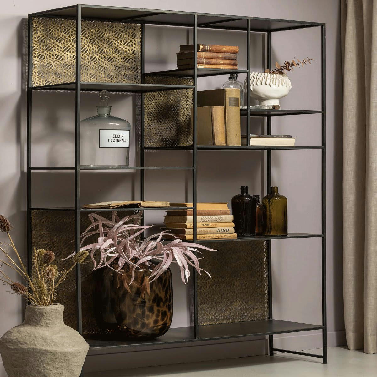 VAUGH - Etagère art déco en métal noir et doré