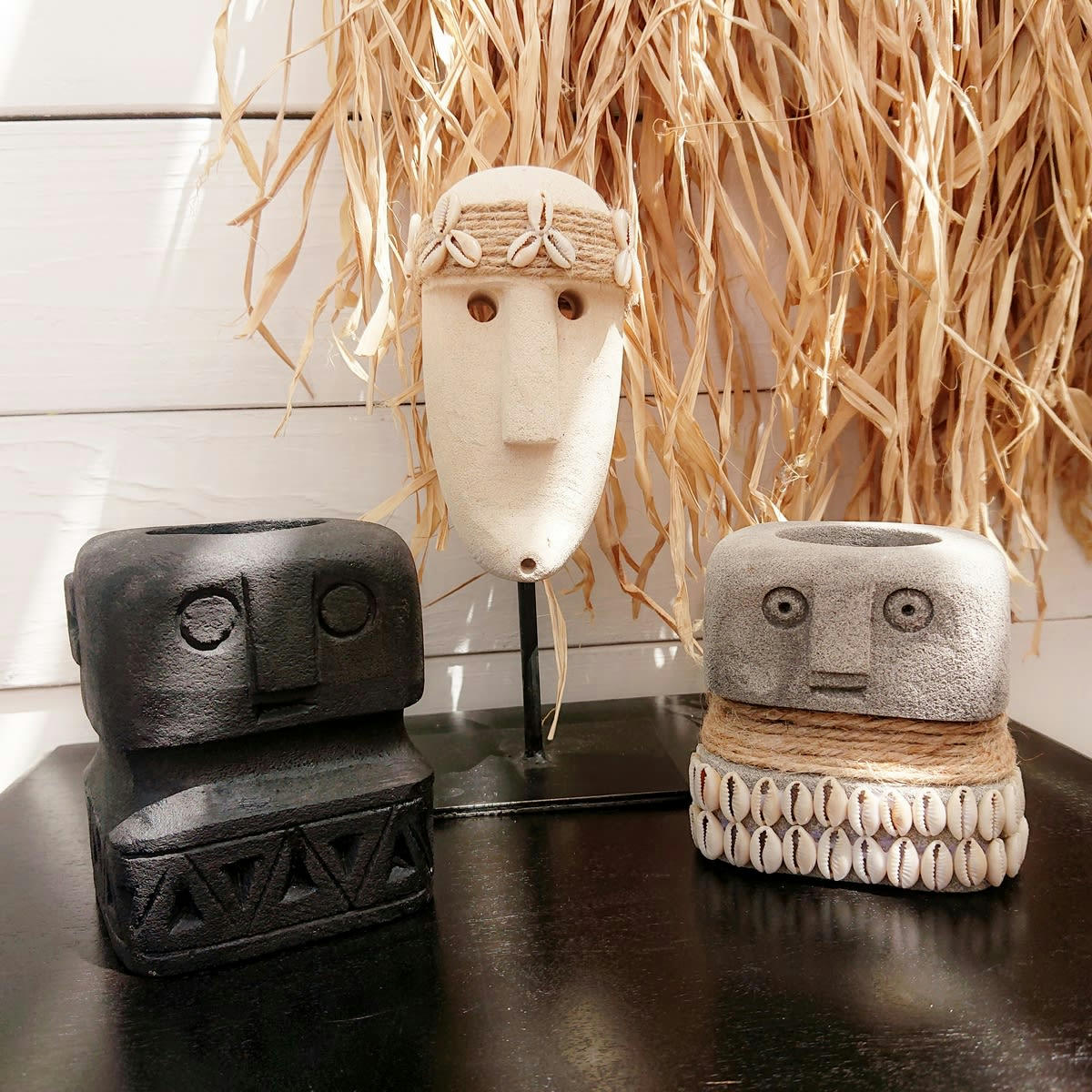 SUMBA - Statue en grès, beige sable H21 cm