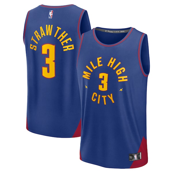 Julian Strawther Denver Nuggets  Fast Break Replica Player Jersey - Statement Edition - Blue