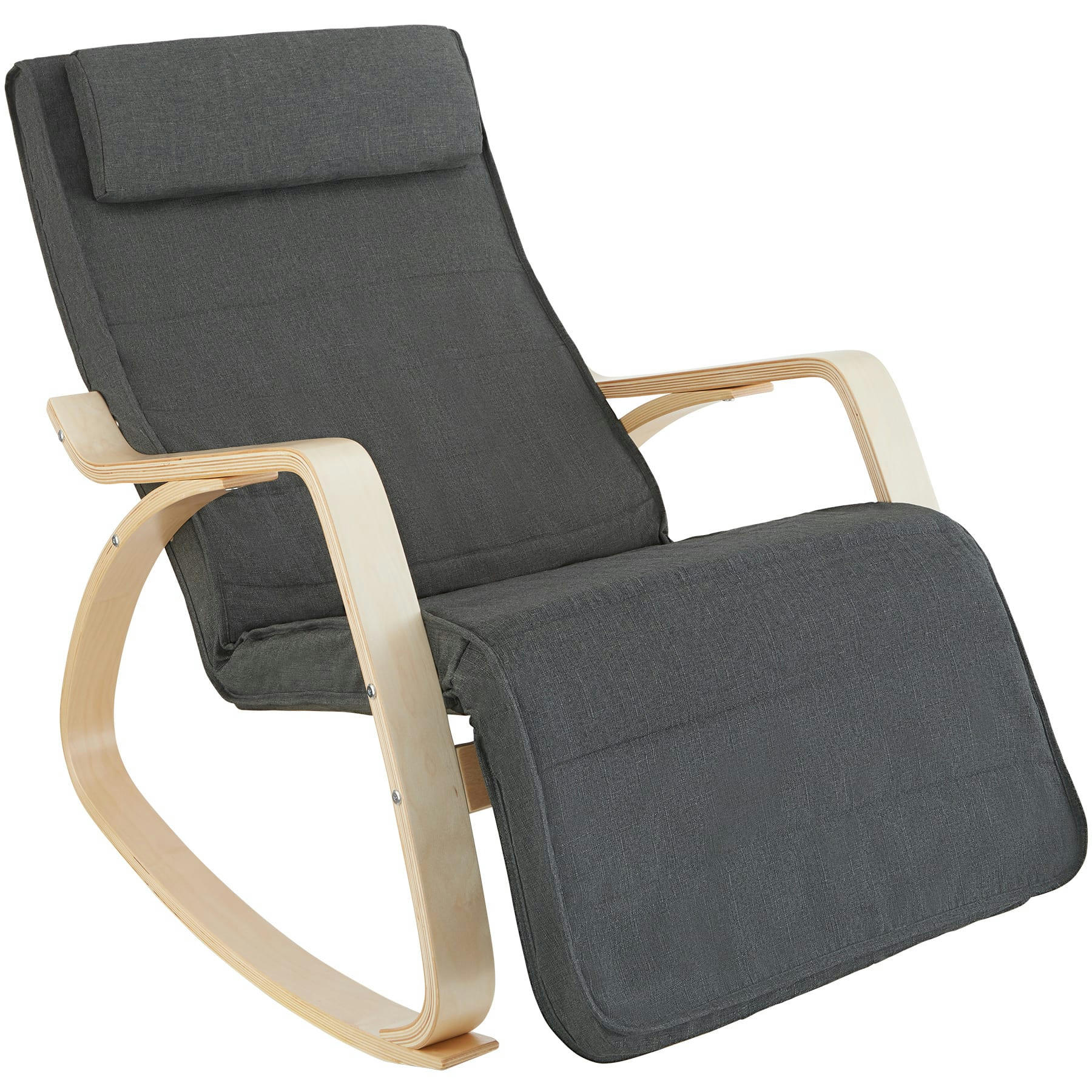 - Fauteuil à bascule Avec des accoudoirs, cadre en bois de bouleau gris
