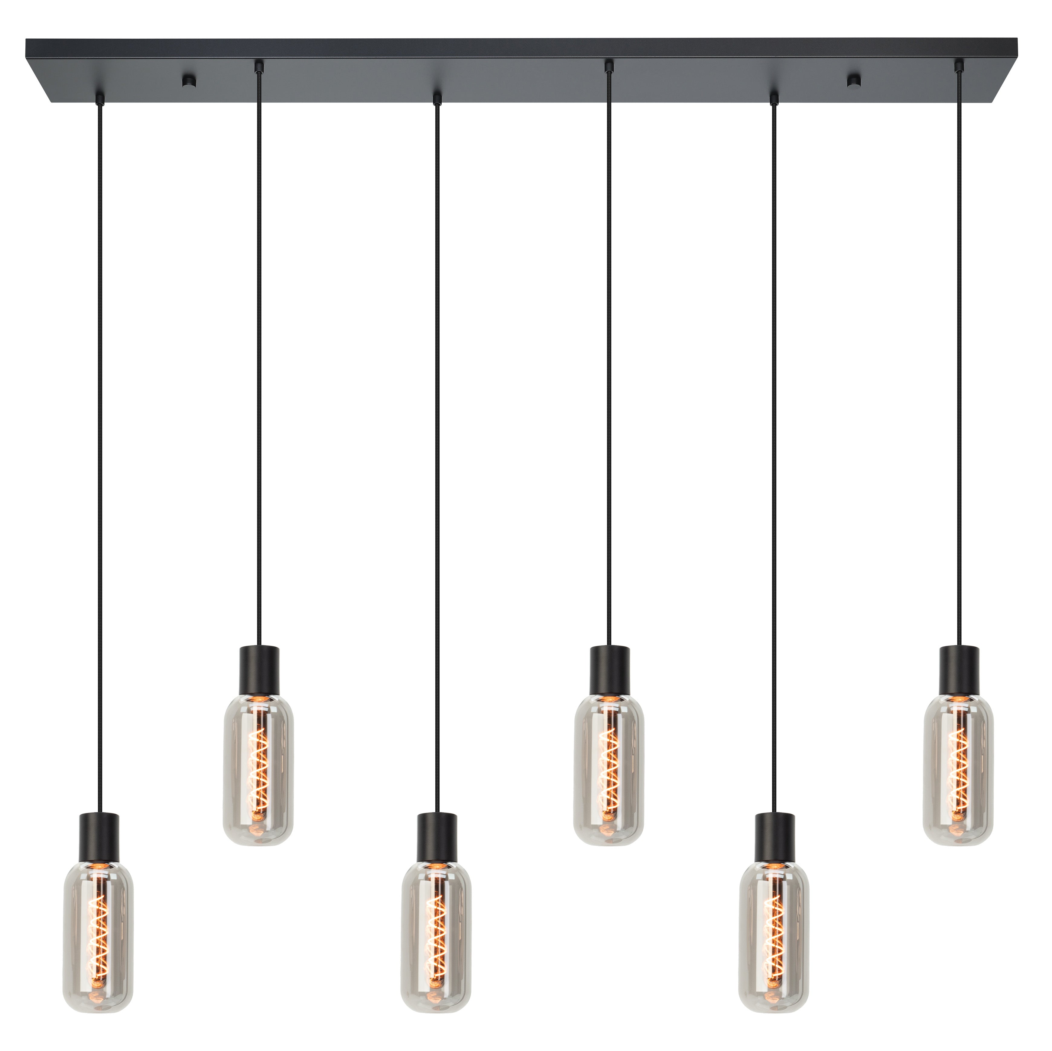 EGLO hanglamp Majone - e27 - smoke glas - 138 cm - zwart