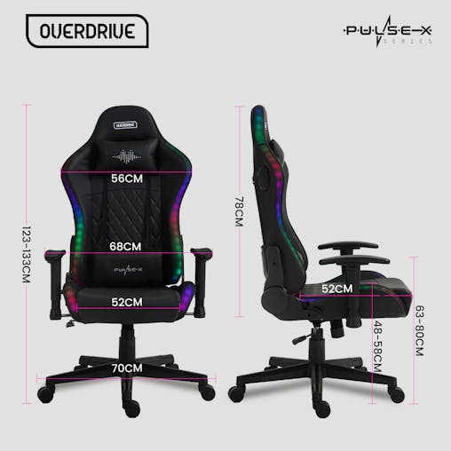 NNEMB Gaming Chair, with Bluetooth Speakers, RGB LED Lights, Reclining Game Armchair, Black