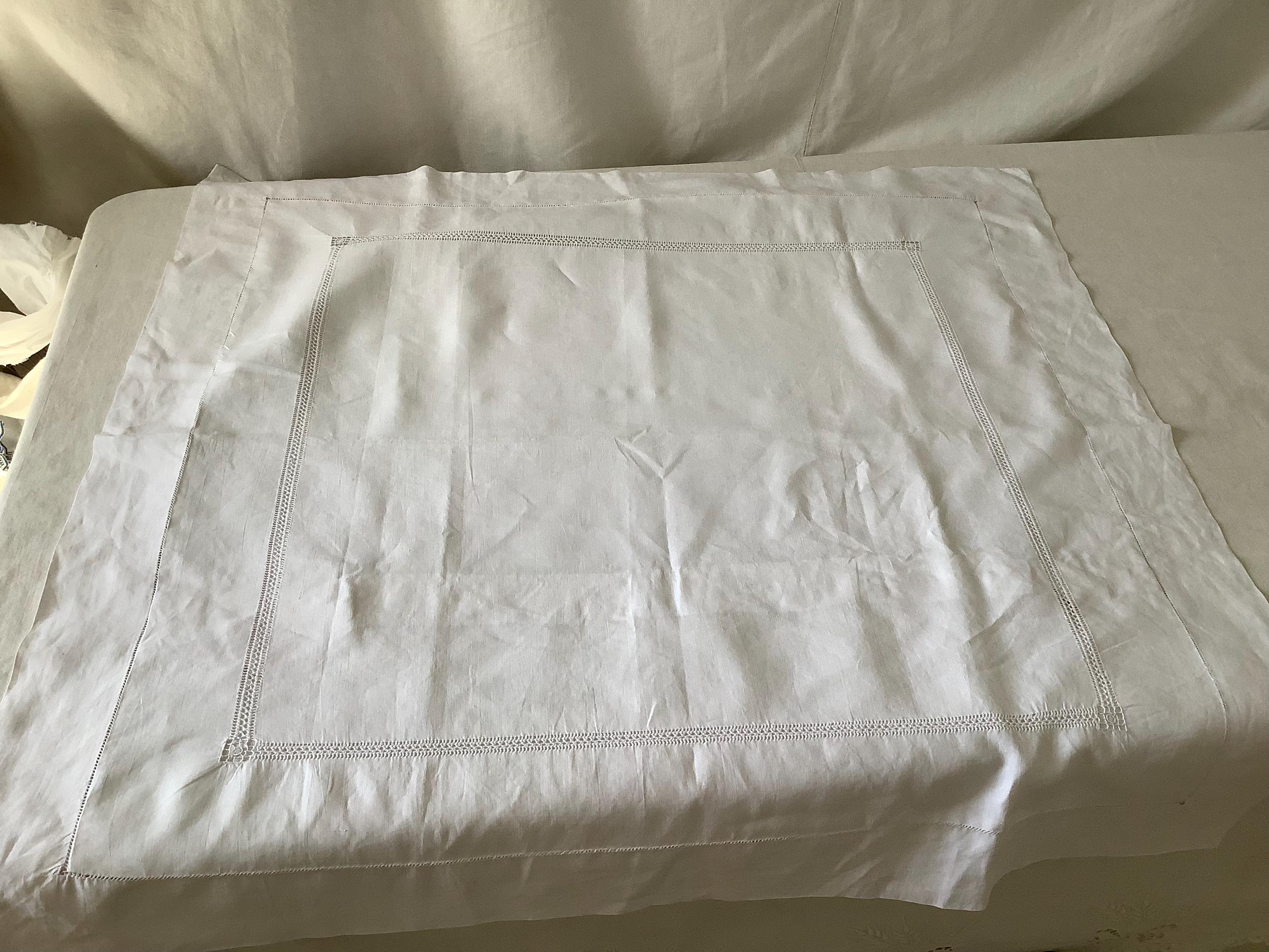 Lovely Simple Large French Pure Linen Pillow Sham Hand Needlework