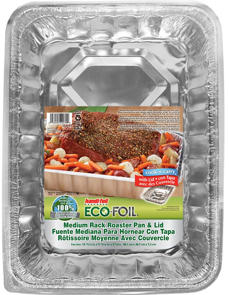 Handi-Foil Cook-N-Carry Medium Rack Aluminum Roaster Pan with Lid, 7.57-L