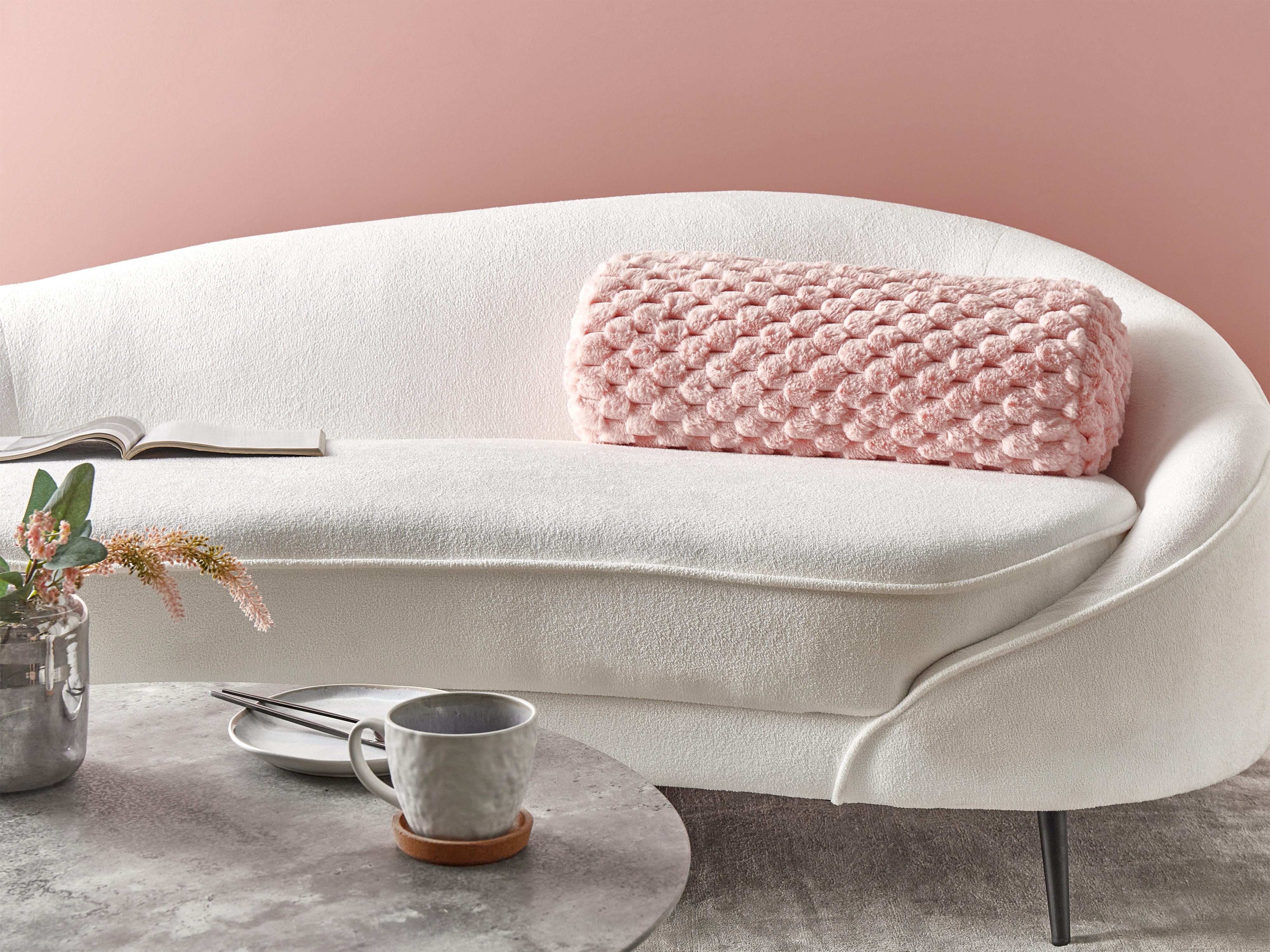 Throw Cushion LINDEN Faux Fur 22 x 60 cm Pink Solid
