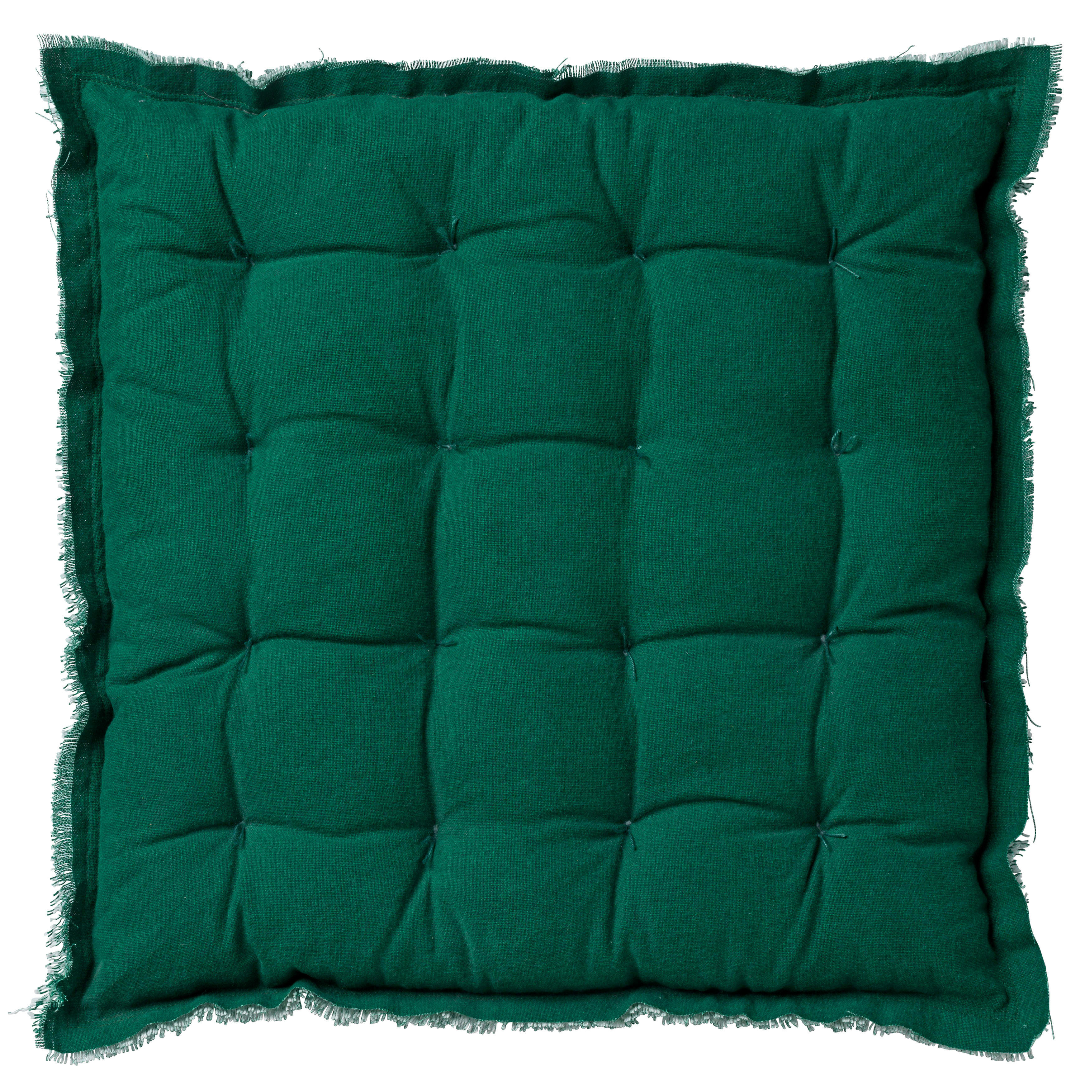BURTO COUSSIN DE SOL - Galette de chaise vert en coton 40x40 cm uni