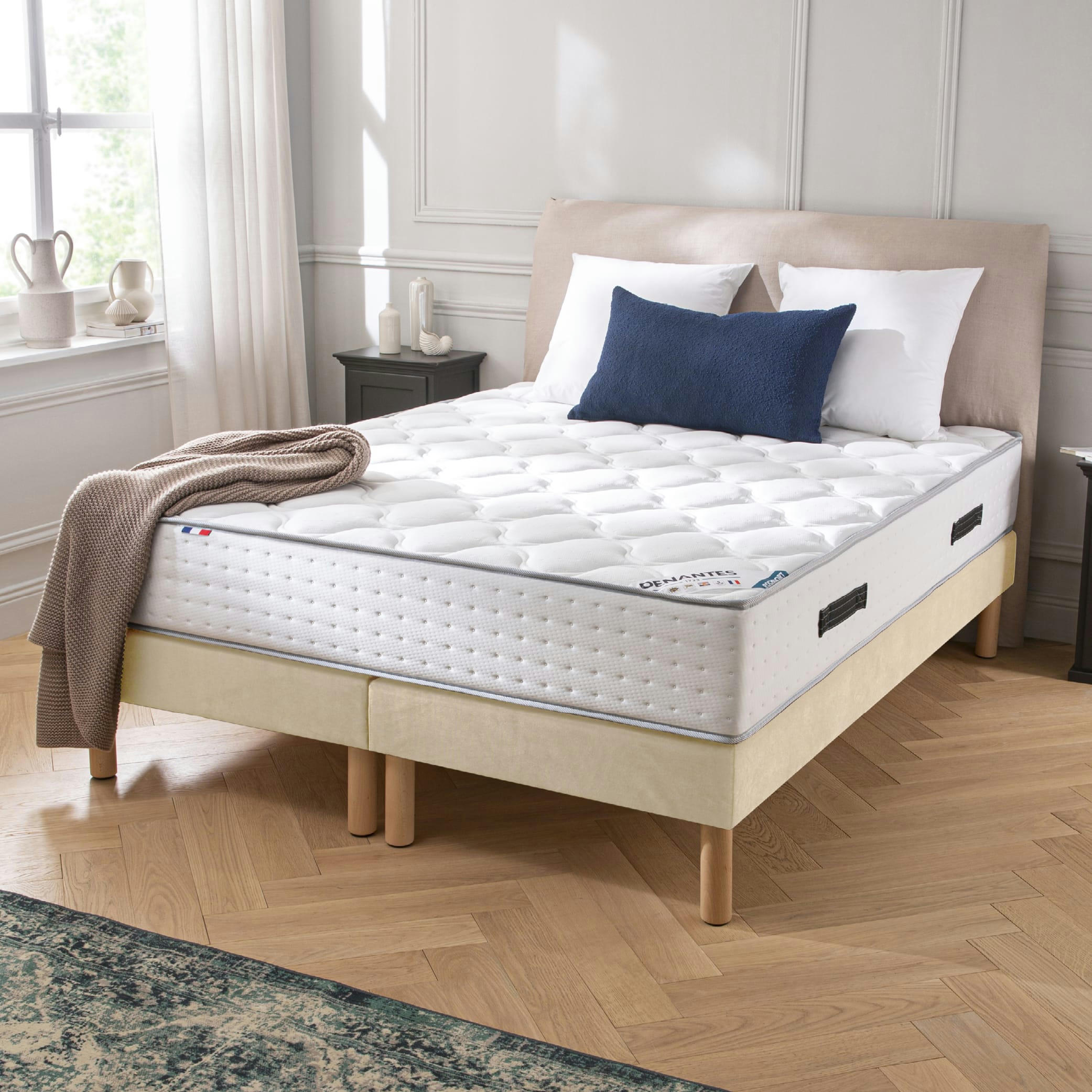 LUXE VELOURS - Sommier velours duo blanc 80x190 cm