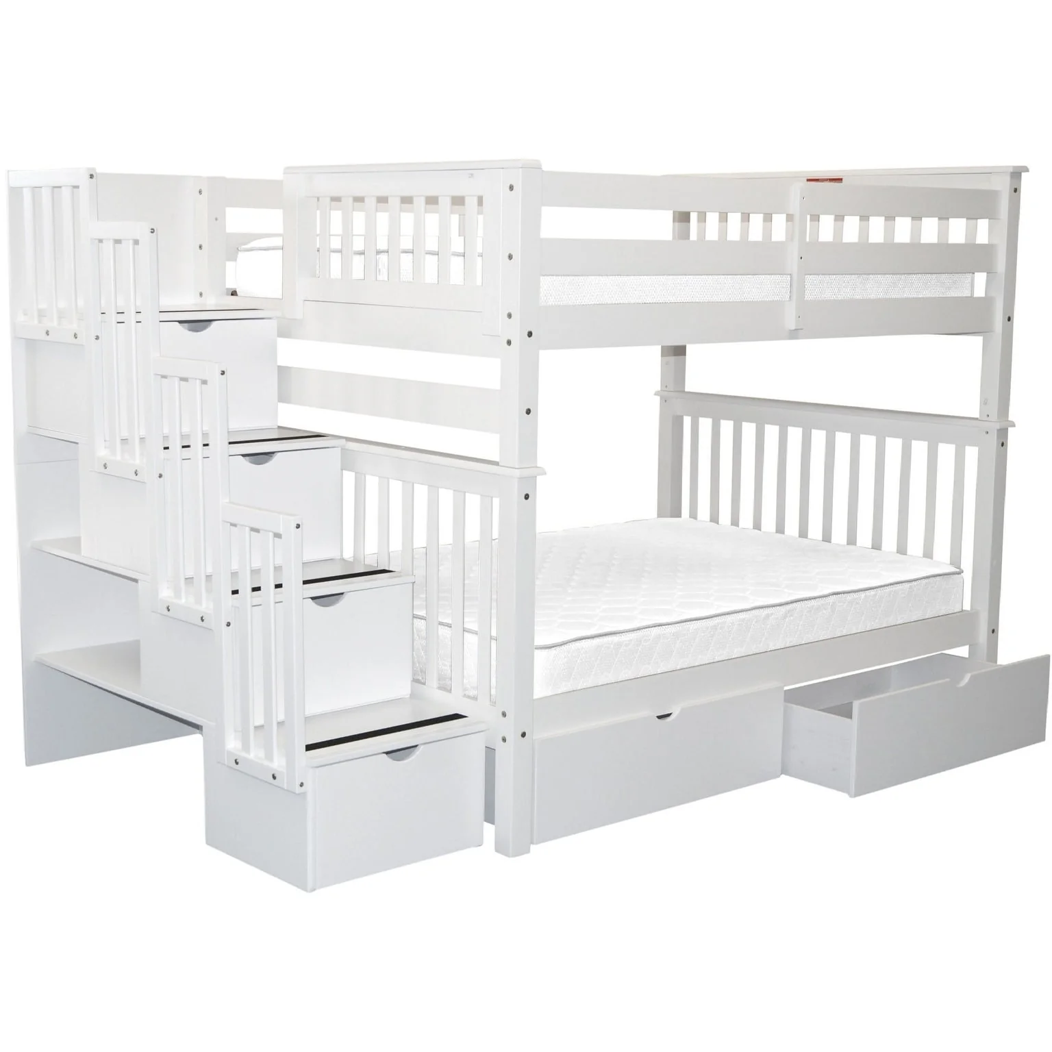 Taylor & Olive Trillium Full over Full Stairway Bunk Bed, 2 Drawers