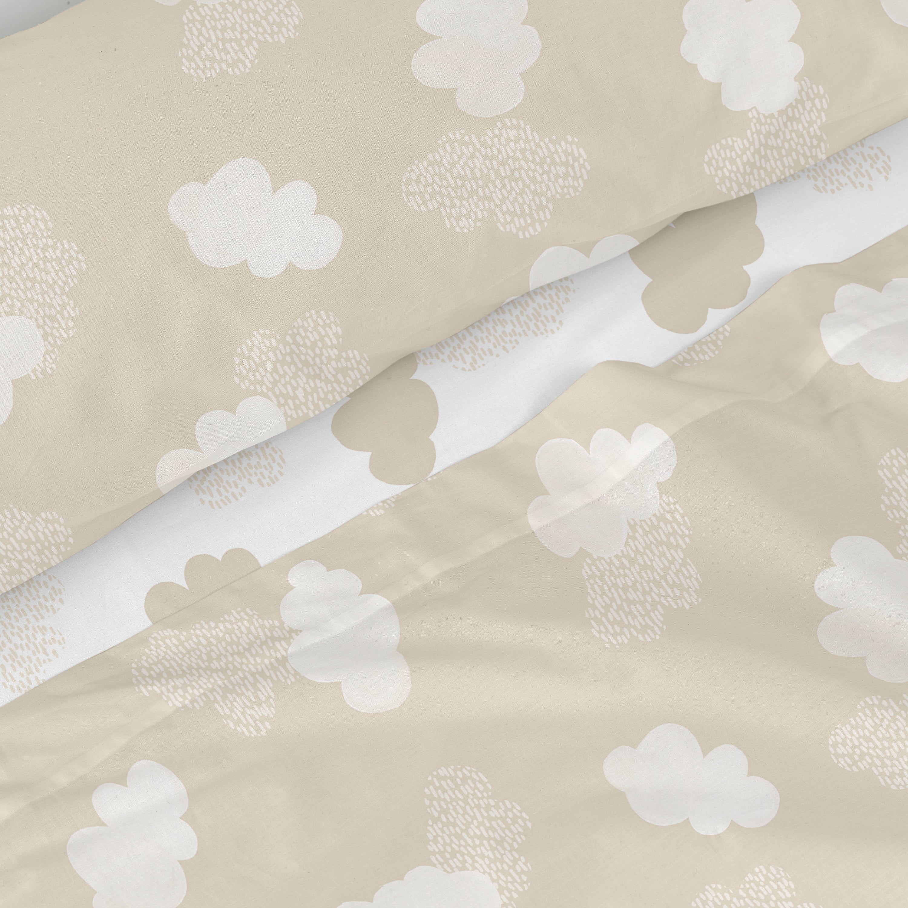 Clouds Laken Set 2-delig Beige Basic Kids, Beige, 100% katoen, de kwal