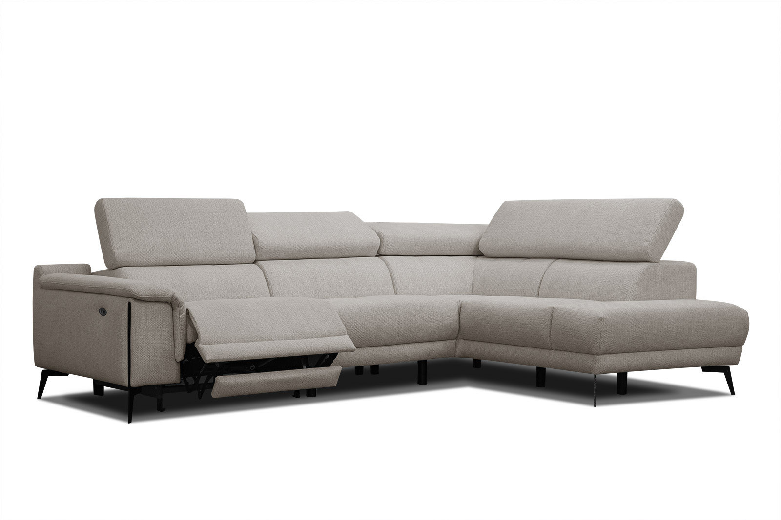 Sofa narożna 5 osobowa MATERA ciepłoszara, 1 funkcja relaks