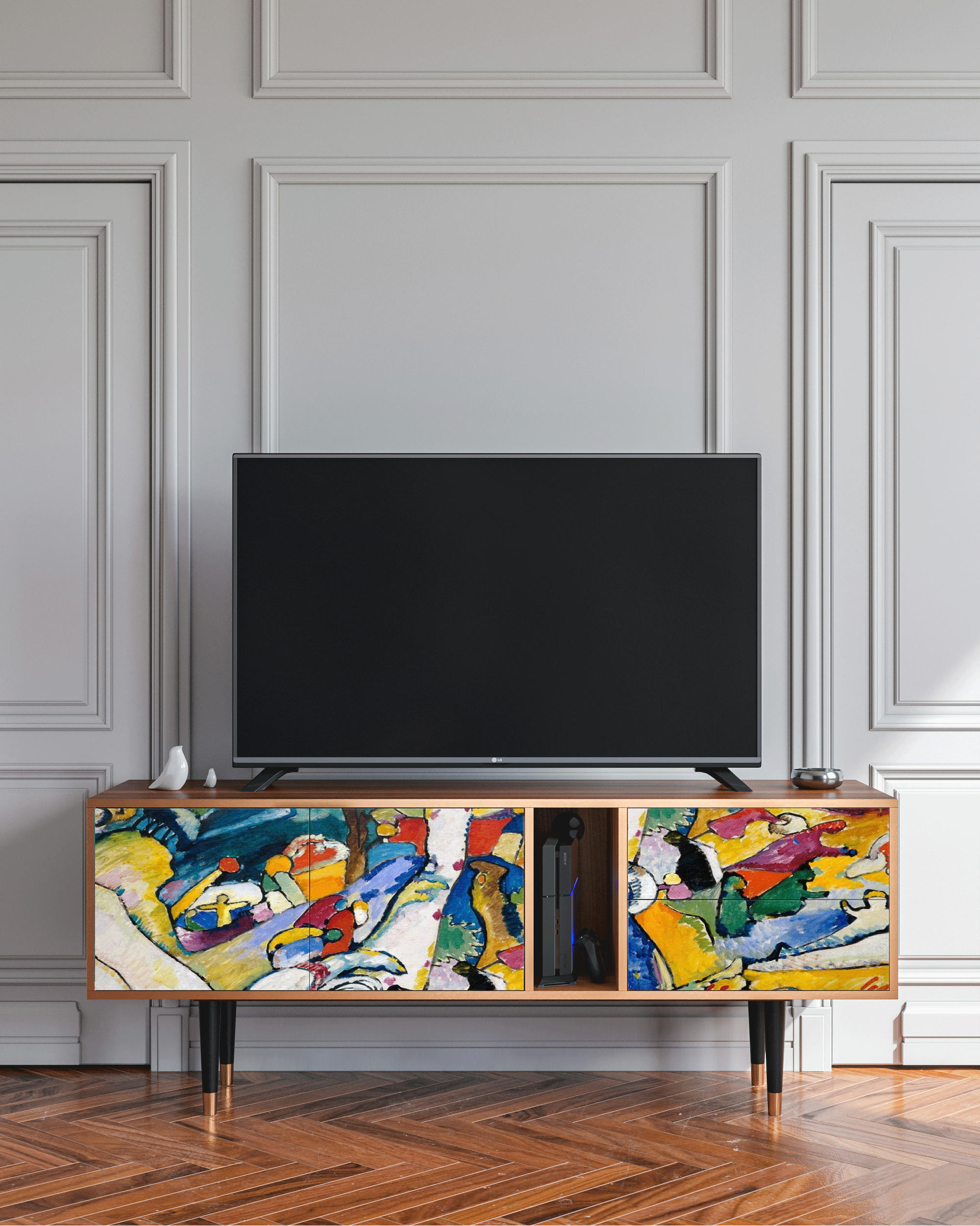 IMPROVISATION 26 BY WASSILY KANDINSKY - Meuble TV  multicolore 2 tiroirs et 2 portes L 170 cm