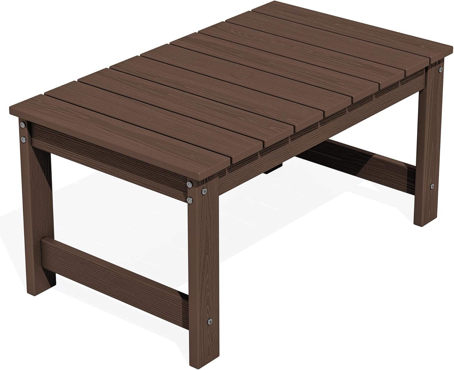 SERWALL Outdoor Coffee Table with 1.69 Umbrella Hole, HDPE Patio Coffee Table for Outside, Rectangle, Coffee