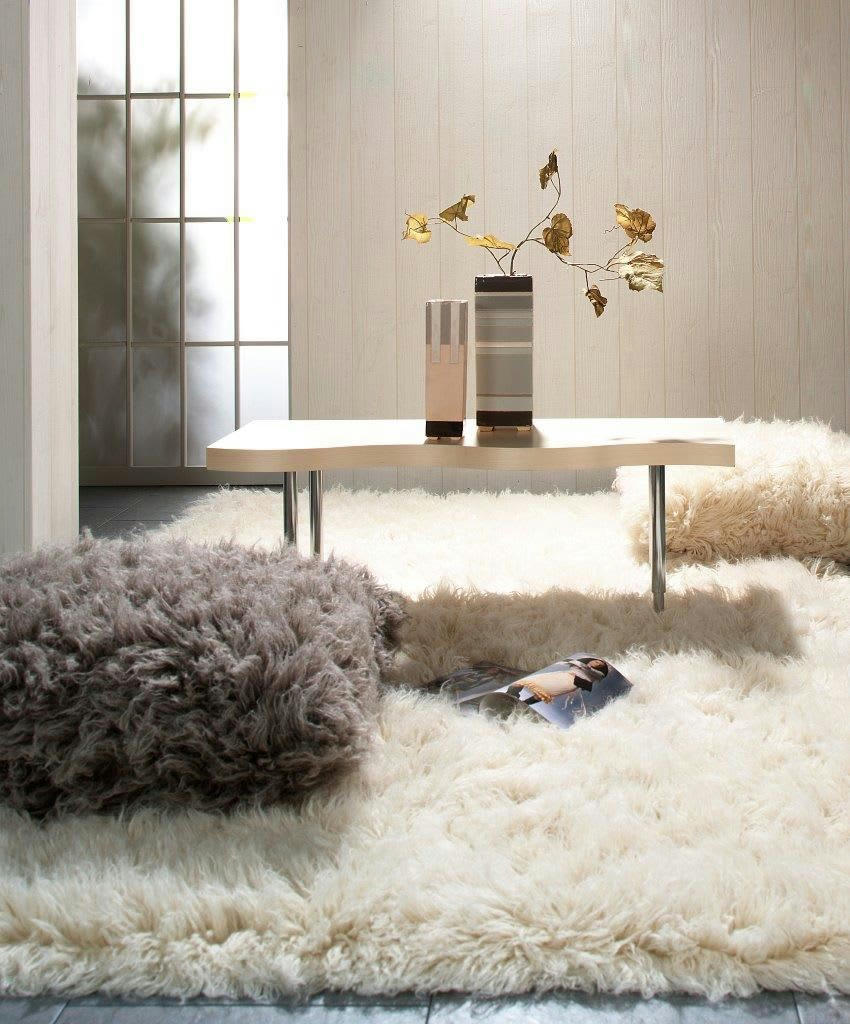 FLOKOS 1250 - Tapis flokati en laine vierge naturel 70x140 cm