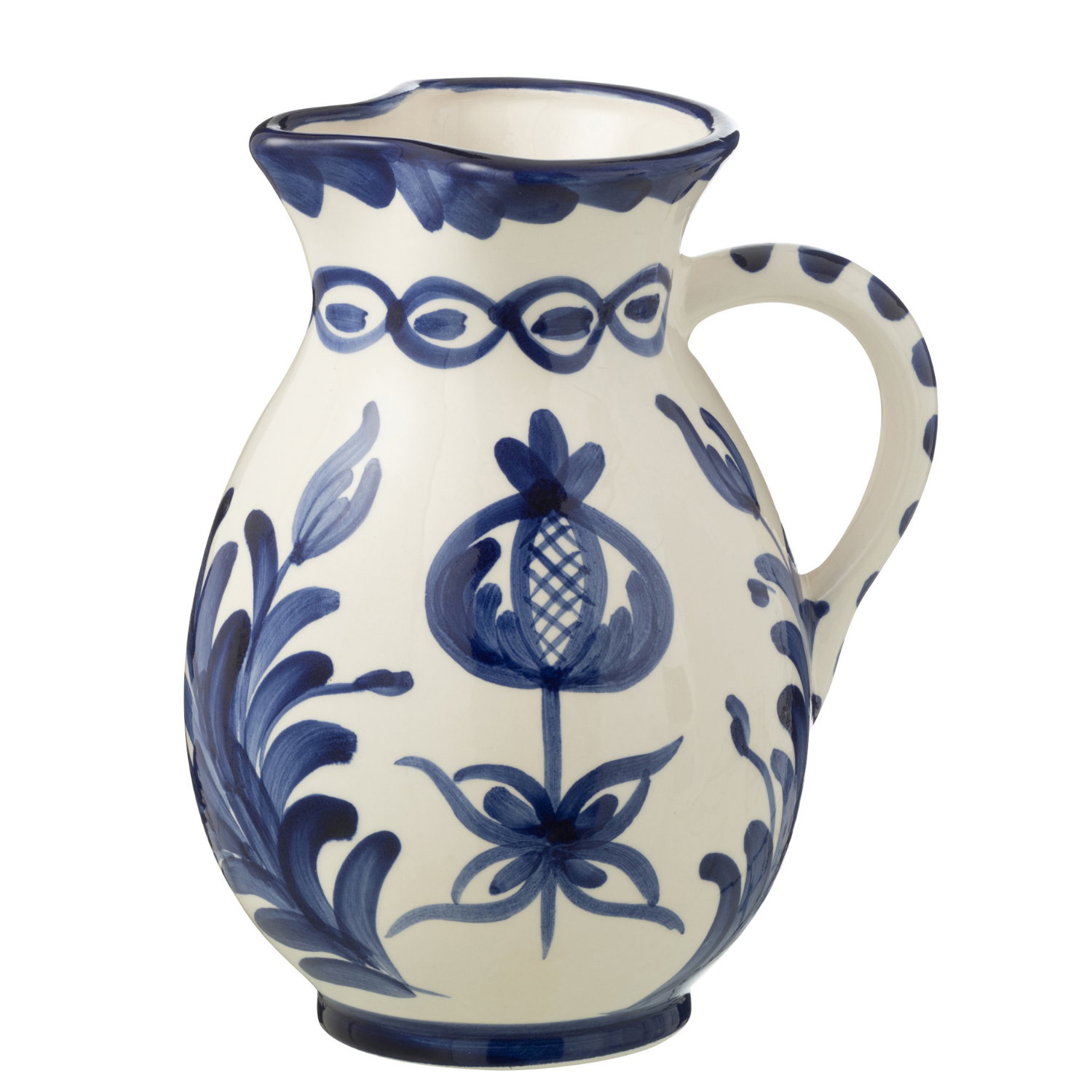 J-Line karaf Granada - keramiek - wit blauw - medium