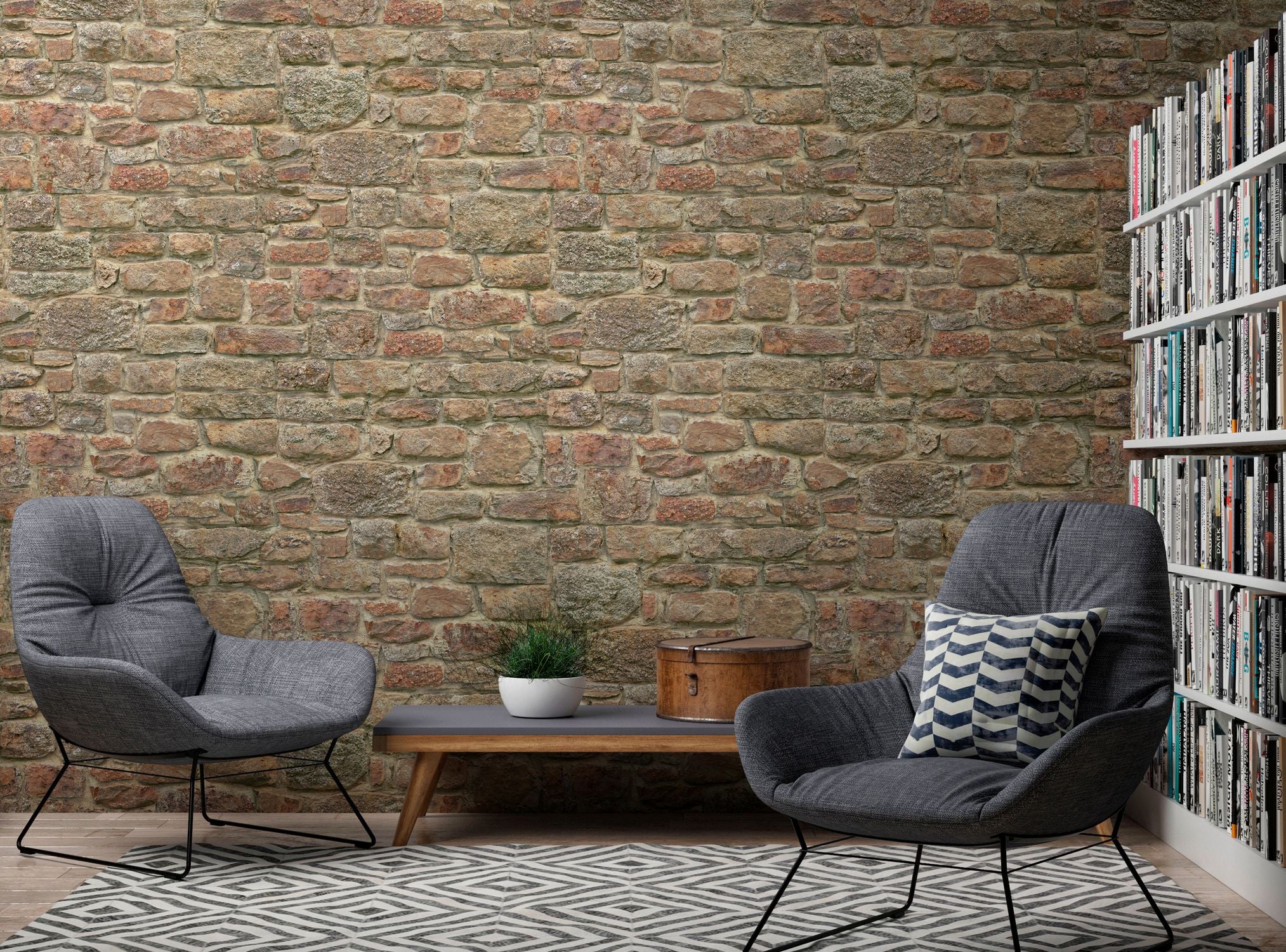 Livingwalls fotobehang steen oranje, rood en bruin - 159 x 280 cm - AS-393181