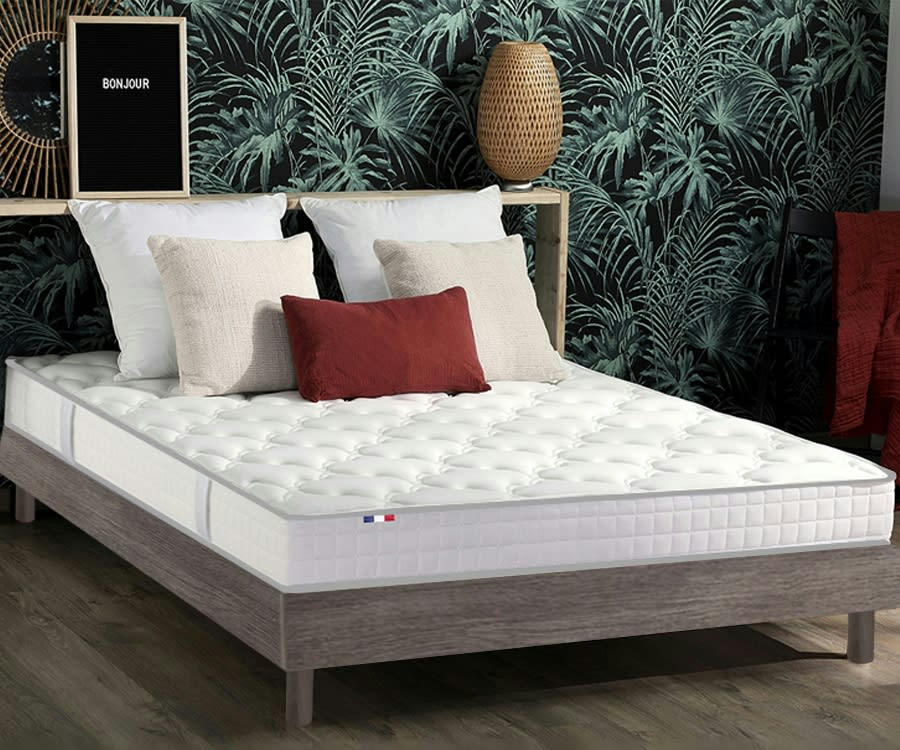 ENSEMBLE KIT ZENITH - Ensemble Matelas Mémoire de forme + Sommier Kit Chêne gris 140x190