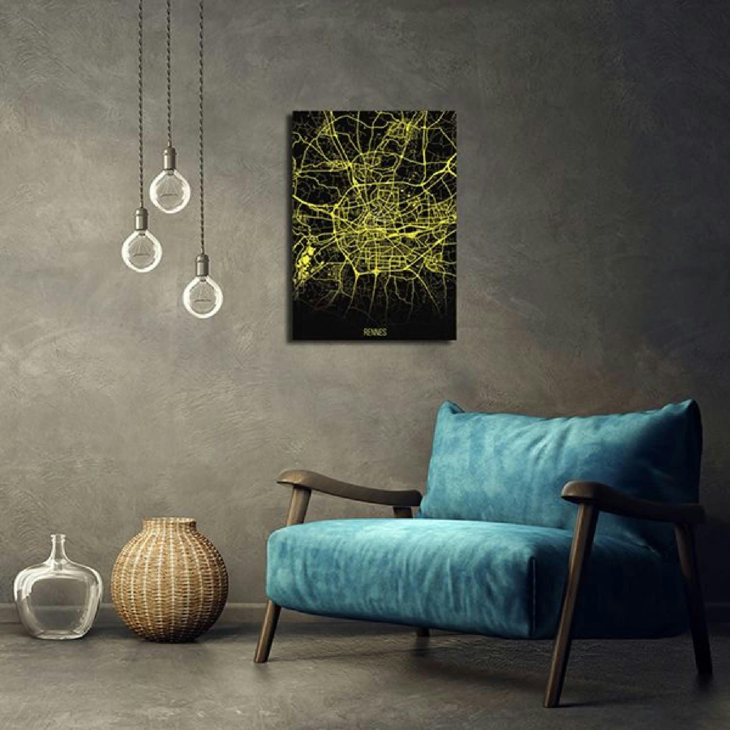 CARTE - Tableau métal carte Rennes 32X45