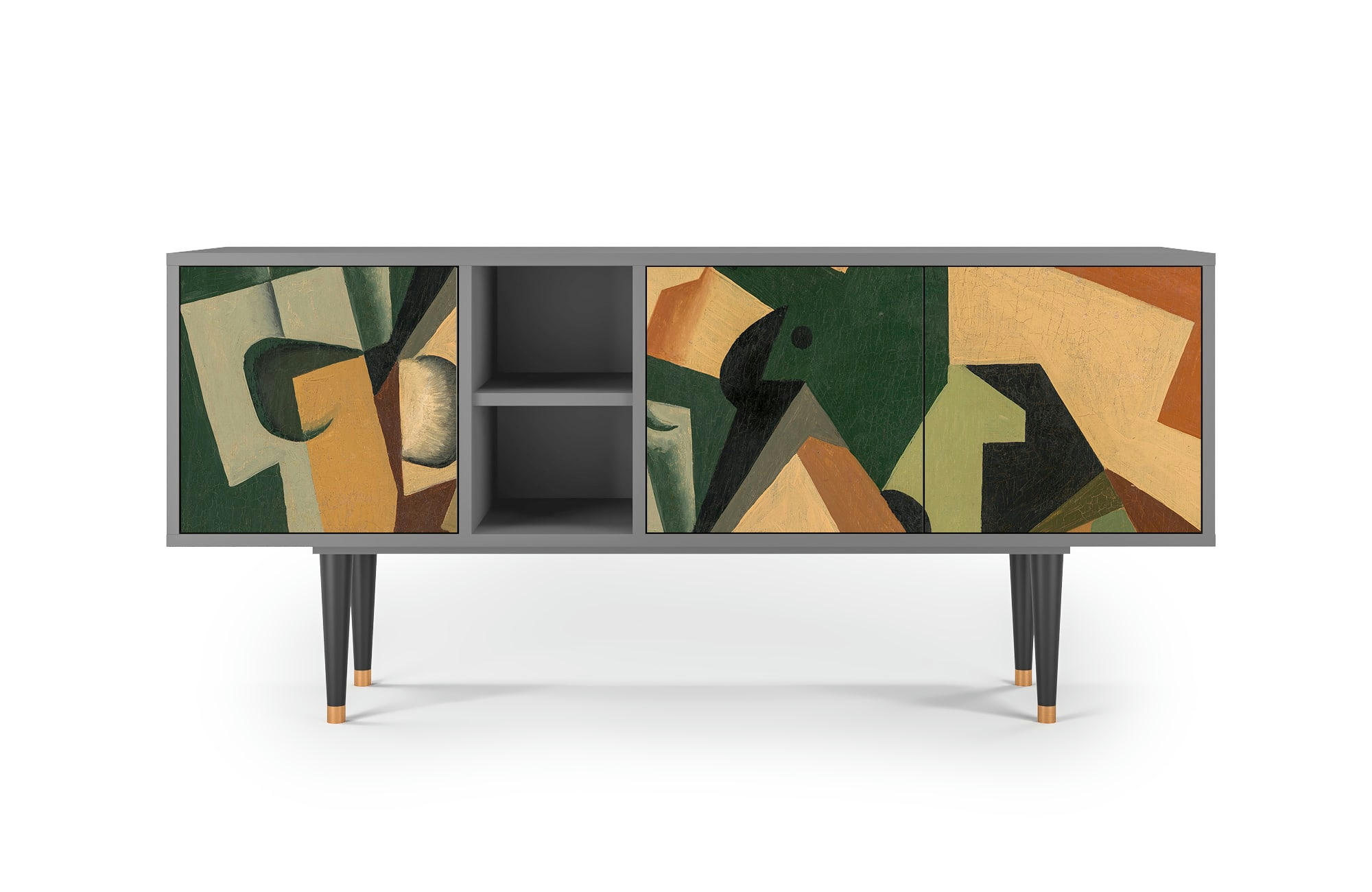 GLASS AND CHECKERBOARD BY JUAN GRIS - Meuble TV  multicolore 3 tiroirs L 150 cm